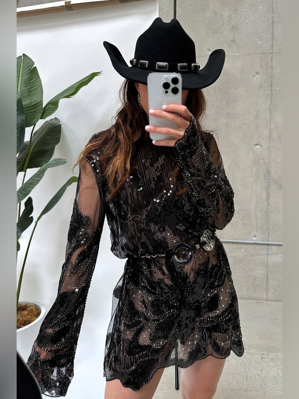 12th Tribe Amber Nights Black Beaded Mini Dress - Size L